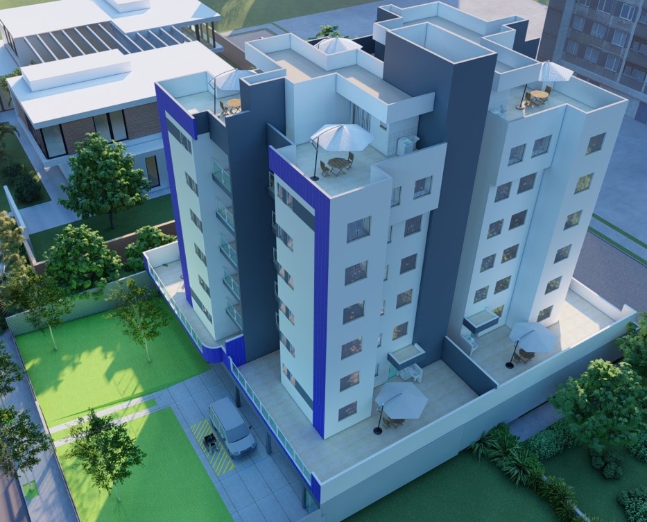 Vista aérea com coberturas