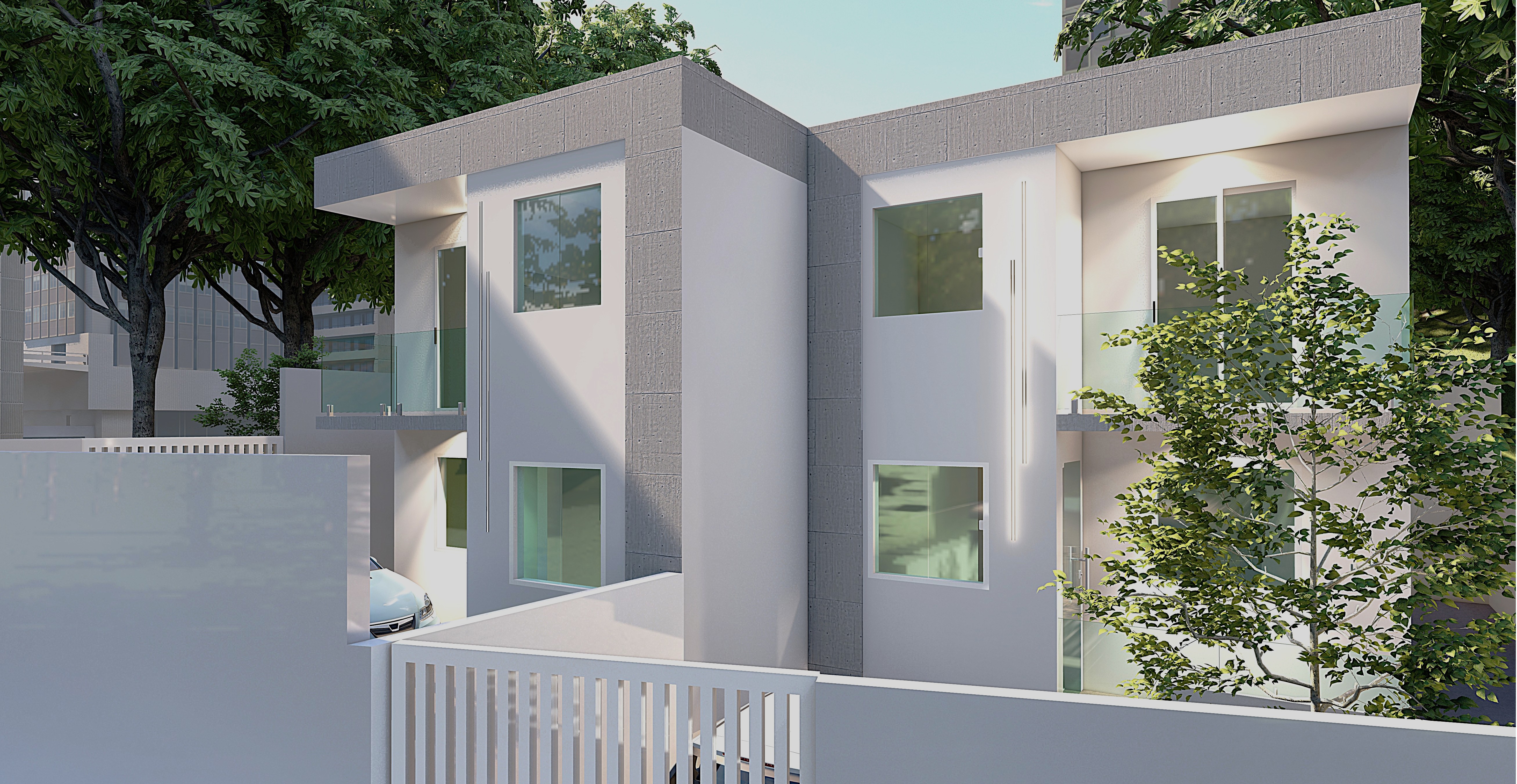 Fachada com paisagismo