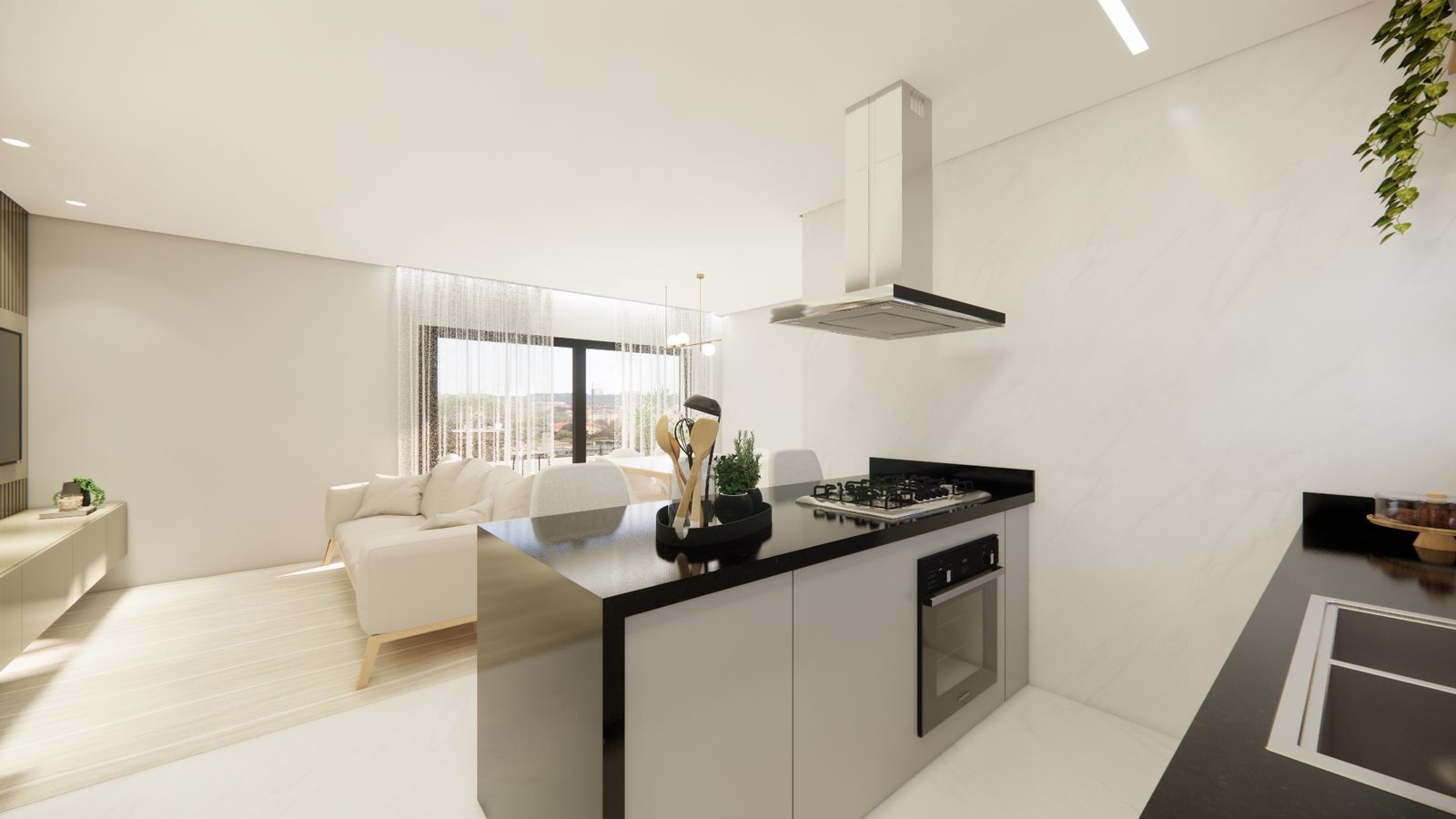 Cozinha integrada com sala